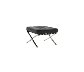 BARCELONA τ. Σκαμπό - Υποπόδιο, Βάση Inox, Pu Μαύρο