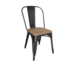 RELIX Wood Καρέκλα-Pro, Μέταλλο Βαφή Antique Black, Απόχρωση Ξύλου Natural Oak