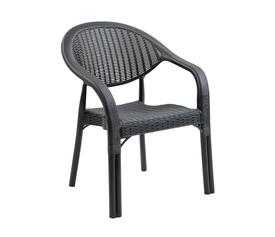 BAMBOO Pro Πολυθρόνα Κήπου - Βεράντας Στοιβαζόμενη, PP-UV (Rattan Look) Ανθρακί