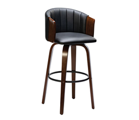 ENZO Σκαμπό Bar Καρυδί, Pu Μαύρο