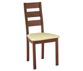 MILLER Καρέκλα Οξιά Καρυδί, PVC Εκρού