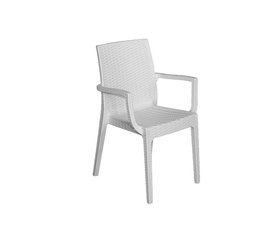 DAFNE Πολυθρόνα Τραπεζαρίας Κήπου Στοιβαζόμενη, PP Rattan Look UV Protection, Άσπρo