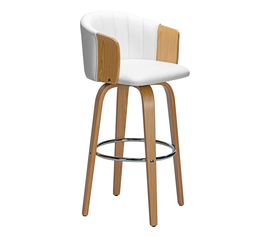 ENZO Σκαμπό Bar Φυσικό, Pu Άσπρο