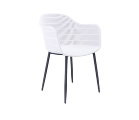 BERRY Πολυθρόνα Μέταλλο Βαφή Μαύρο, PP-UV Άσπρο