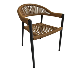 MADISON Πολυθρόνα Βεράντας- Κήπου, ALU Ανθρακί, Rope Wicker Φυσικό, Στοιβαζόμενη