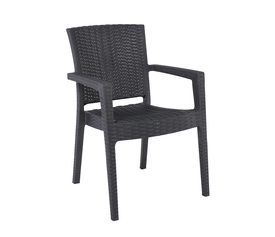 LORA-Pro Πολυθρόνα Στοιβαζόμενη, PP (Rattan Look) Απόχρωση Ανθρακί