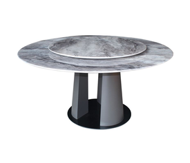 LAZY SUSAN Τραπέζι με κεντρική Περιστρεφόμενη επιφάνεια, Βάση Μέταλλο-Επιφάνεια Μάρμαρο