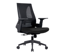 BF8760 Πολυθρόνα Γραφείου, Mesh Μαύρο, Ύφασμα Μαύρο