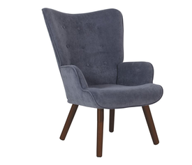 ALMA Πολυθρόνα - Μπερζέρα Σαλονιού - Καθιστικού Καρυδί Ύφασμα Ανοιχτό Μπλε Velure,K/D