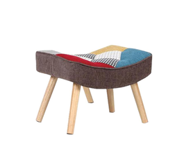 ALMA Σκαμπό - Υποπόδιο, Σαλονιού - Καθιστικού Φυσικό, Ύφασμα Patchwork, K/D