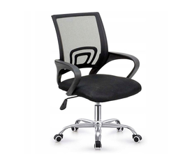 BF2101-W Πολυθρόνα Γραφείου χωρίς Ανάκλιση, Μέταλλο Χρώμιο Mesh Μαύρο