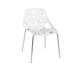 LINEA Καρέκλα Τραπεζαρίας Κουζίνας, Μέταλλο Χρώμιο Πολυπροπυλένιο Άσπρο