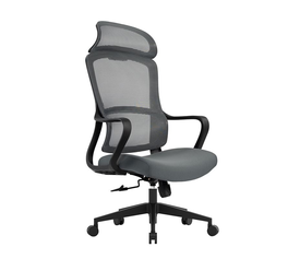 BF3010 Πολυθρόνα Γραφείου Διευθυντή, Mesh Μαύρο, Ύφασμα Γκρι