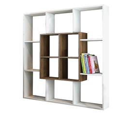 Βιβλιοθήκη NISIROS Λευκό/Καρυδιά Μοριοσανίδα/Μελαμίνη 136x22x136cm