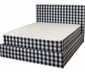 KPS/ Ντυμένο Κρεβάτι με καρό μπλε biocotton ύφασμα χωρίς αποθηκευτικό χώρο 90/120/150/160/180X200 εκ.