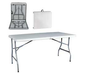 BLOW-R Τραπέζι Συνεδρίου - Catering Πτυσσόμενο (Βαλίτσα), Μέταλλο Βαφή Γκρι, HDPE Άσπρο
