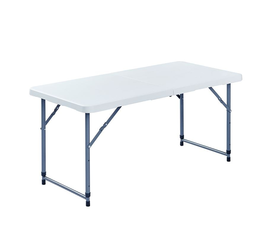 BLOW-R Τραπέζι Catering Πτυσσόμενο (Βαλίτσα) - Ρυθμ/νο Ύψος, Μέταλλο Γκρι, HDPE Άσπρο