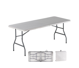 BLOW-W Τραπέζι  Συνεδρίου - Catering Πτυσσόμενο (Βαλίτσα), HDPE Άσπρο, Μέταλλο Βαφή Γκρι