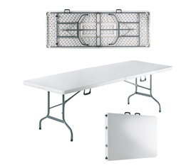 BLOW-W Τραπέζι Συνεδρίου - Catering Πτυσσόμενο (Βαλίτσα), Μέταλλο Βαφή Γκρι, HDPE Άσπρο