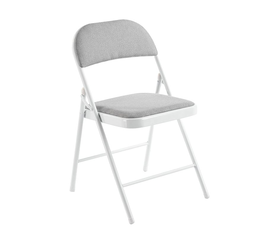 BRENDA Καρέκλα Πτυσσόμενη, Μέταλλο Βαφή Άσπρο, Ύφασμα Γκρι