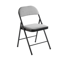 BRENDA Καρέκλα Πτυσσόμενη, Μέταλλο Βαφή Μαύρο, Ύφασμα Γκρι