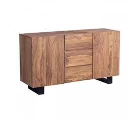 NELSON Μπουφές Τραπεζαρίας Μέταλλο Βαφή Μαύρο, Ξύλο Ακακία Φυσικό