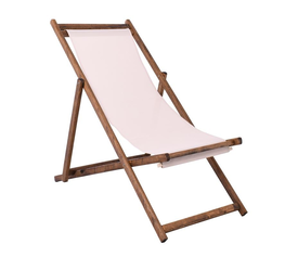 Σαιζ-Λόνγκ Ξαπλώστρα 3 θέσεων κλίσης, Οξιά Καρυδί - Textilene Εκρού, Πτυσσόμενη