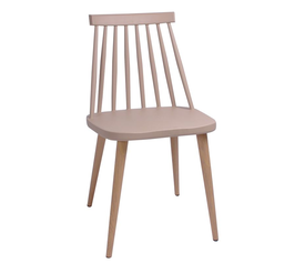 LAVIDA Καρέκλα Τραπεζαρίας Κουζίνας, Μέταλλο Βαφή Φυσικό PP Tortora