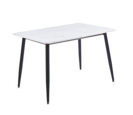 DATUM Τραπέζι Κουζίνας- Τραπεζαρίας, Μέταλλο Βαφή Μαύρο, Mdf Άσπρο Μάρμαρο