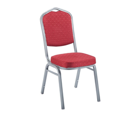 HILTON Καρέκλα Μέταλλο Βαφή Silver, Ύφασμα Κόκκινο