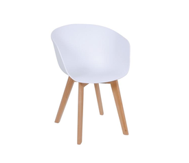 OPTIM Πολυθρόνα Ξύλινο Πόδι Οξιά Φυσικό, PP Άσπρο