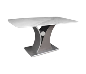 LATIN Τραπέζι Τραπεζαρίας, Επιφάνεια Τεχνητό Μάρμαρο, Βάση Γκρι MDF