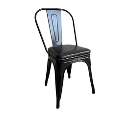 RELIX Καρέκλα Στοιβαζόμενη, Μέταλλο Βαφή Μαύρo, Κάθισμα Pu Μαύρο