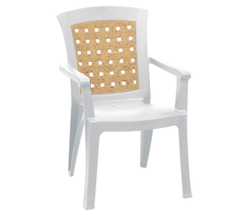 NATALIA Πολυθρόνα Τραπεζαρίας Κήπου Στοιβαζόμενη, PP Απόχρωση Άσπρο/Μπεζ