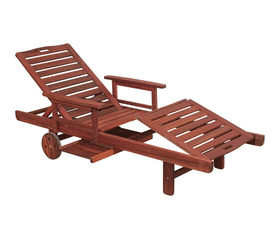 Ξύλινη Ανακλινόμενη Ξαπλώστρα Με Μπράτσα Και Ροδάκια 198 x 60 x 30cm Red Shorea