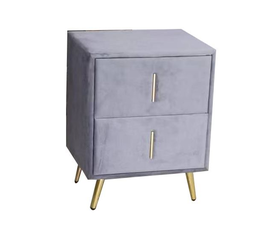 PASSION  Κομοδίνο με 2 Συρτάρια, Ύφασμα Velure Απόχρωση Γκρι