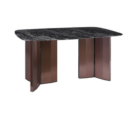 BARRY Τραπέζι Τραπεζαρίας, Επιφάνεια Μάρμαρο, Βάση Μέταλλο Απόχρωση Καρυδί
