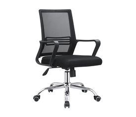 BF2110 Πολυθρόνα Γραφείου Μέταλλο Χρώμιο, Mesh Μαύρο