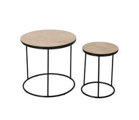 PARKE COFFEE TABLE SET 2ΤΕΜ ΜΑΥΡΟ ΦΥΣΙΚΟ 48x48x45