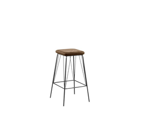 PANTON Σκαμπό BAR, Μέταλλο Βαφή Μαύρο, PU Απόχρωση Vintage Brown