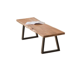 LIZARD Slim Πάγκος Μέταλλο Βαφή Μαύρο, Ξύλο Ακακία Φυσικό