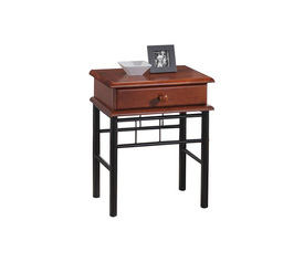 FLORA Κομοδίνο Μέταλλο Βαφή Μαύρο, Ξύλο Καρυδί