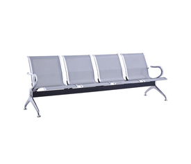 Κάθισμα Αναμονής - Υποδοχής 4 Θέσεων, Μέταλλο Χρώμιο Mesh Γκρι