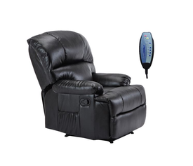 SPACE Πολυθρόνα Massage Σαλονιού - Καθιστικού PU Μαύρο