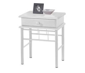 FLORA Κομοδίνο Μέταλλο Βαφή Άσπρο, Ξύλο Άσπρο