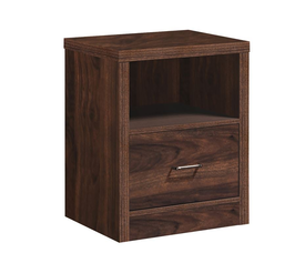 CALIBER Κομοδίνο με 1 Συρτάρι + 1 Ράφι, Απόχρωση Καρυδί