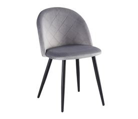 BELLA Καρέκλα Τραπεζαρίας, Μέταλλο Βαφή Μαύρο, Ύφασμα Velure Απόχρωση Γκρι