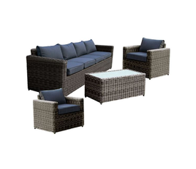 ARIZONA Set Σαλόνι Κήπου ALU: 4Θέσιος +2 Πολυθρόνες +Τραπέζι Wicker Grey Brown- Μαξ.Ανθρακί