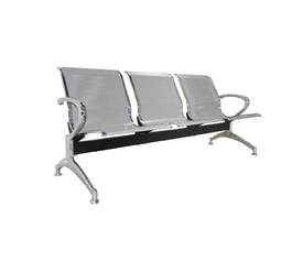 Κάθισμα Αναμονής - Υποδοχής 3 Θέσεων, Μέταλλο Χρώμιο Mesh Γκρι