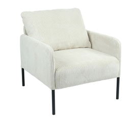 ALBERTO Πολυθρόνα Σαλονιού - Καθιστικού, Ύφασμα Κοτλέ Εκρού, Μέταλλο Μαύρο
